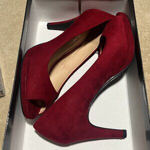 CL Burgundy Red Open Toe Heels